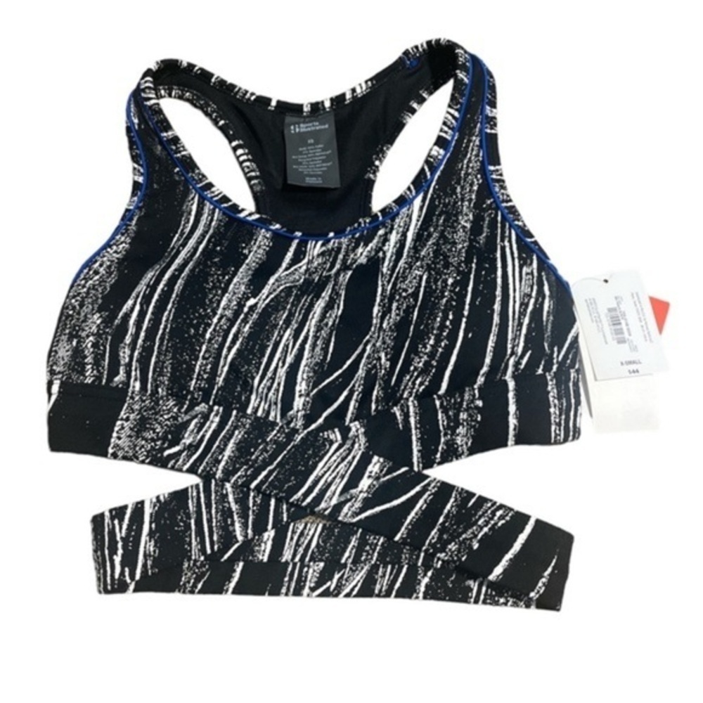 Sports Illustrated bra sports racerback wrap black white padded bra Sz X-small